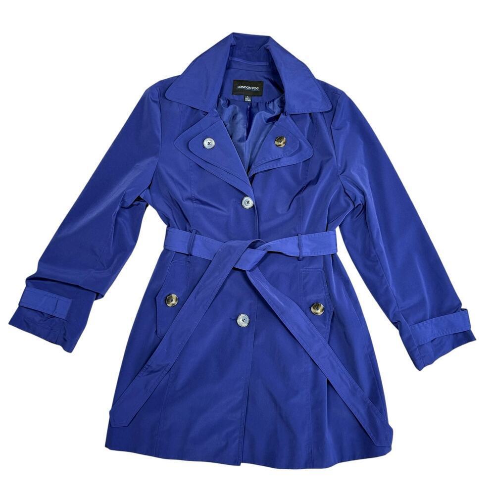 London Fog Vintage Blue Trench Coat Large